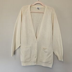 Vintage Lambswool Angora Blend Cardigan Sweater 2X Grandma Core Cream
